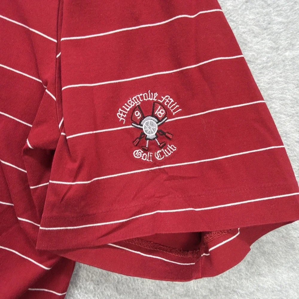Vintage Polo Golf Ralph Lauren Shirt Mens XL Red White Striped Pima Cotton‎ Logo